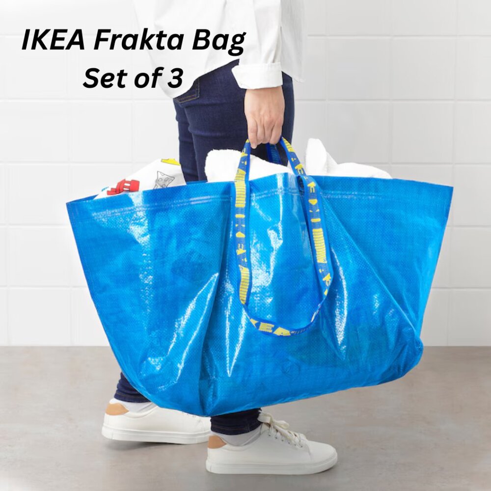 3-pack NWT IKEA FRAKTA Large Blue Shopping Bag (19 gallon; 21¾ x 14½ x 13¾")